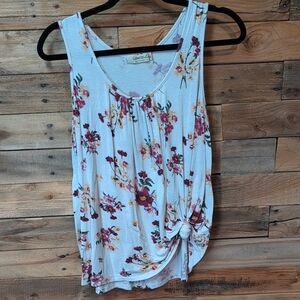 Universal Thread Floral Knot-Front Tank Top White Cute Cheap Size Xl